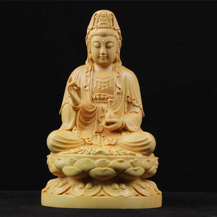 Tượng Quan Âm tọa đài sen - Gỗ Hoàng Dương