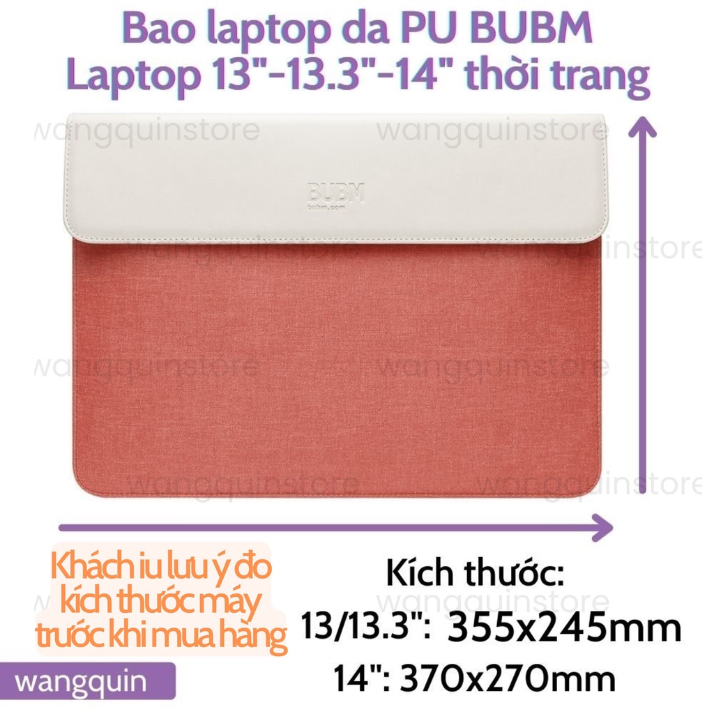 Bao Da PU bảo vệ Vỏ chống sốc Case Laptop Macbook BUBM 13-13.3-14 inch đủ màu thời trang Bao Da Đựng Máy Tính