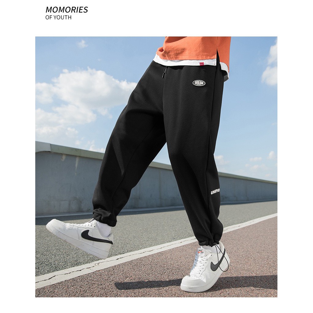 [ FREESHIP ] Quần Jogger vải nỉ Thể Thao Nam Nữ Tập Gym Phối logo 2 MÀU ĐEN XÁM HỌA TIẾT ĐẸP