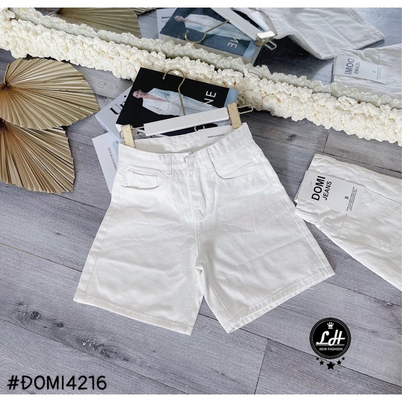 Quần short trắng nữ ống rộng jean kaki chất đẹp Lê Huy Fashion MS 267