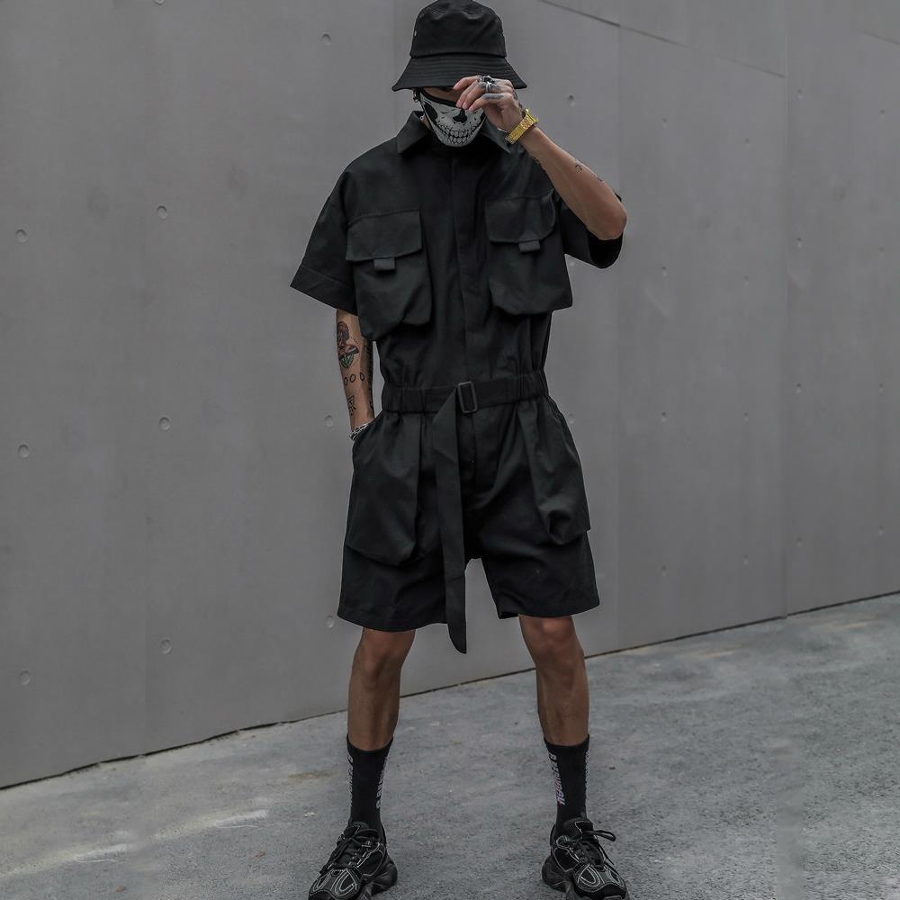 Jumpsuit tay ngắn dáng rộng phong cách nhật bản thời trang mùa hè cho nam