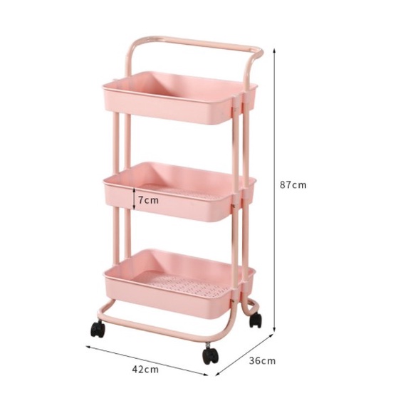 Nitrogen071 Kệ 3 Tầng Đi Động,Kệ Bỉm Sữa,Kệ Spa Có Tay Cầm Và Bánh Xe.Giá Đựng Đồ Phòng Bếp,Phòng Khách Đa Năng