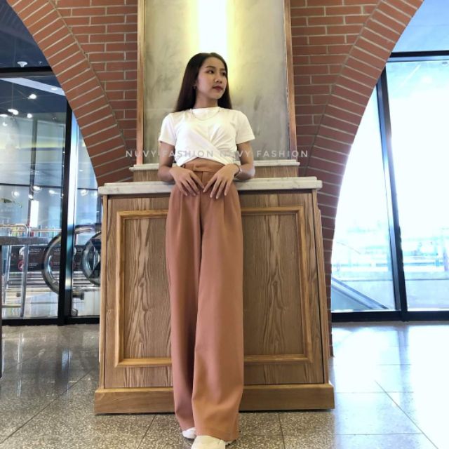 Quần ống rộng eo chun dễ mặc