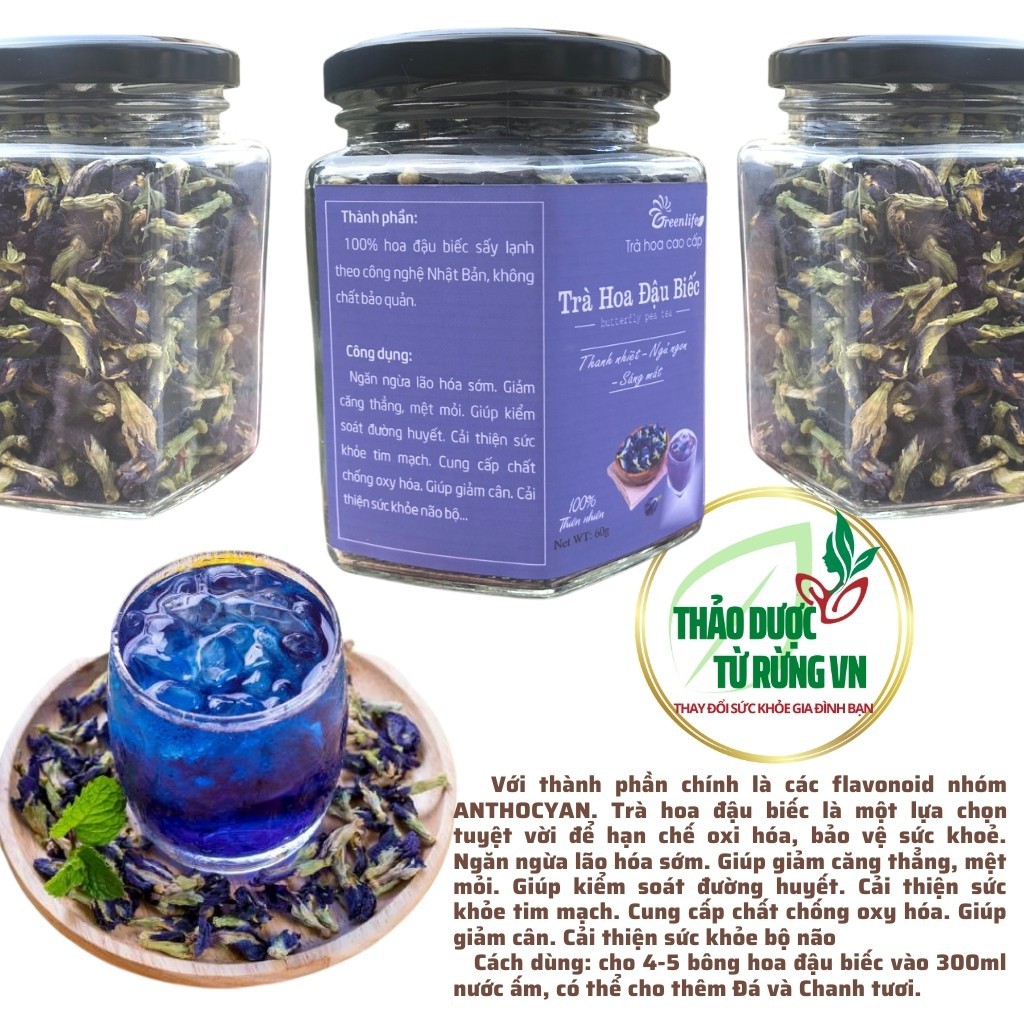 Trà Hoa Đậu Biếc Sấy Lạnh GREELIFE Hàng Xuất Khẩu Nguyên Vẹn Màu Sắc, Mùi Vị Thảo Dược Từ Rừng VN | BigBuy360 - bigbuy360.vn
