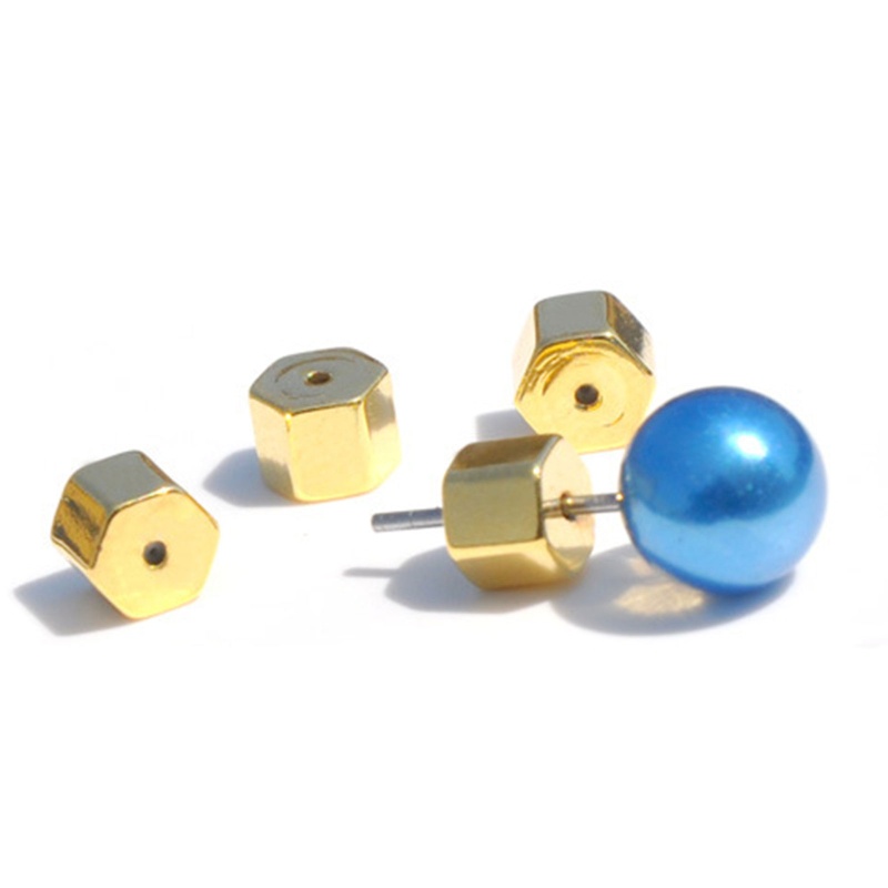 1 Cặp Khuyên Tai Hình Lục Giác Bằng Kim Loại An Toàn