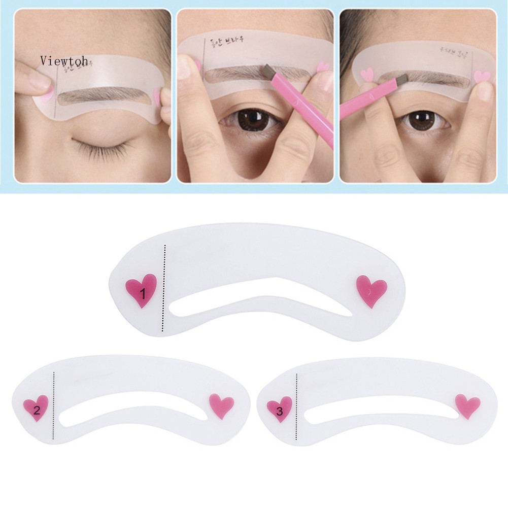 *˚View*✧⁺3Pcs Reusable Eyebrow Drawing Guide Card Assistant Template Brow Makeup Stencil