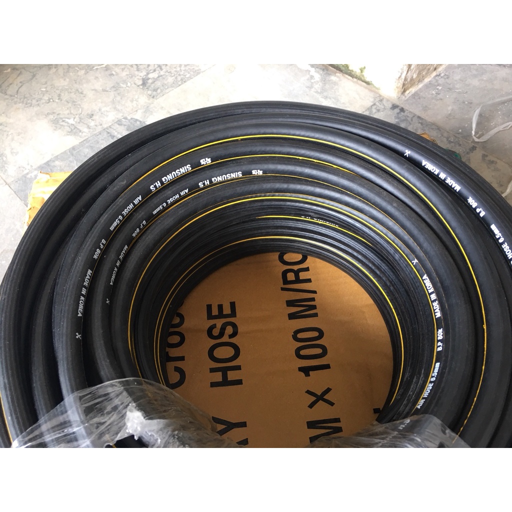 Ống dây dẫn khí nén bố vải hàn quốc Sinsung cao su phi 8 x 15 mm