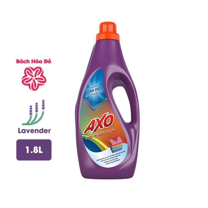 Nước Giặt Tẩy Quần Áo Màu AXO chai 1L8 - Hương Lavender