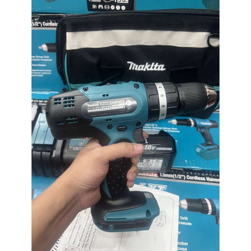 Thân máy khoan 3 chức năng Makita DHP453 pin 18v,  bảo hành chính hãng. BN.