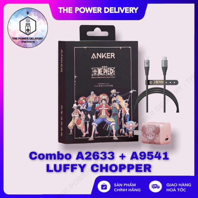Củ sạc Anker PowerPort III Nano 20W A2633 One Piece Luffy Chopper sạc nhanh 20W IPHONE 11 12 13 Pro Max - Bảo hành 12T