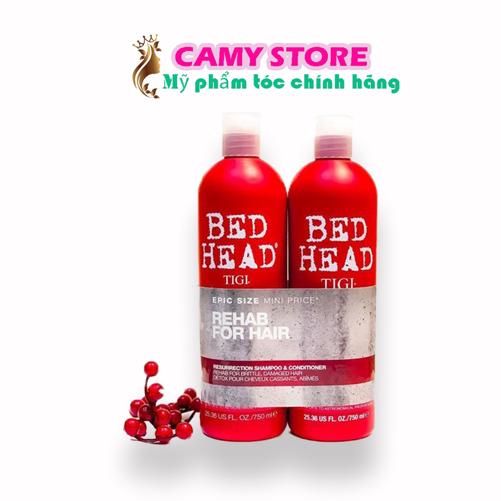 Tigi bed hear đỏ - cặp dầu gội + xả phục hồi hư tổn - 2 chai 750ml