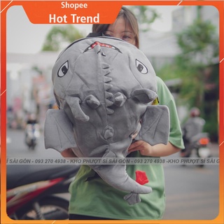 CÓ VIDEO - Balo vải nhung hình Rồng Sún Răng siêu Cute đi phượt màu đen mịn - Balo Rồng nhung xịn