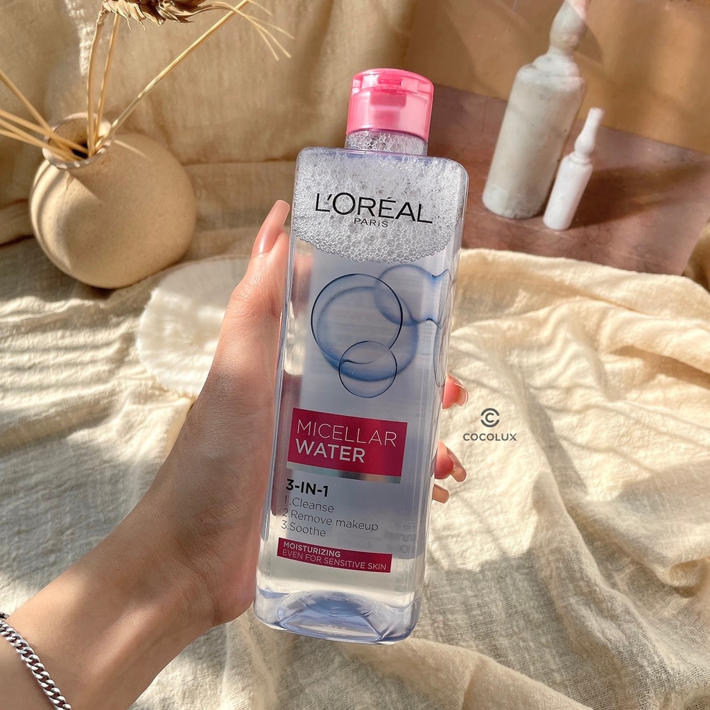 Nước Tẩy Trang  Loreal- L'Oreal Paris 3-in-1 Micellar 400ml Cho Da Khô, Da Dầu Mụn, Nhạy Cảm
