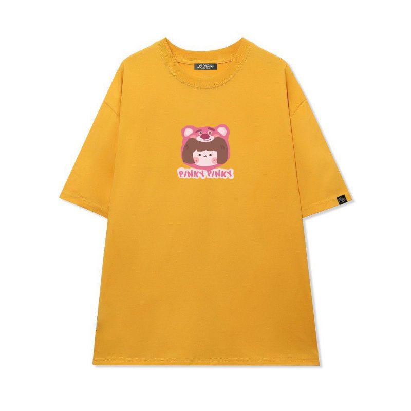 Áo thun tay lỡCó sizeFull màu unisex Cô gái Pinky