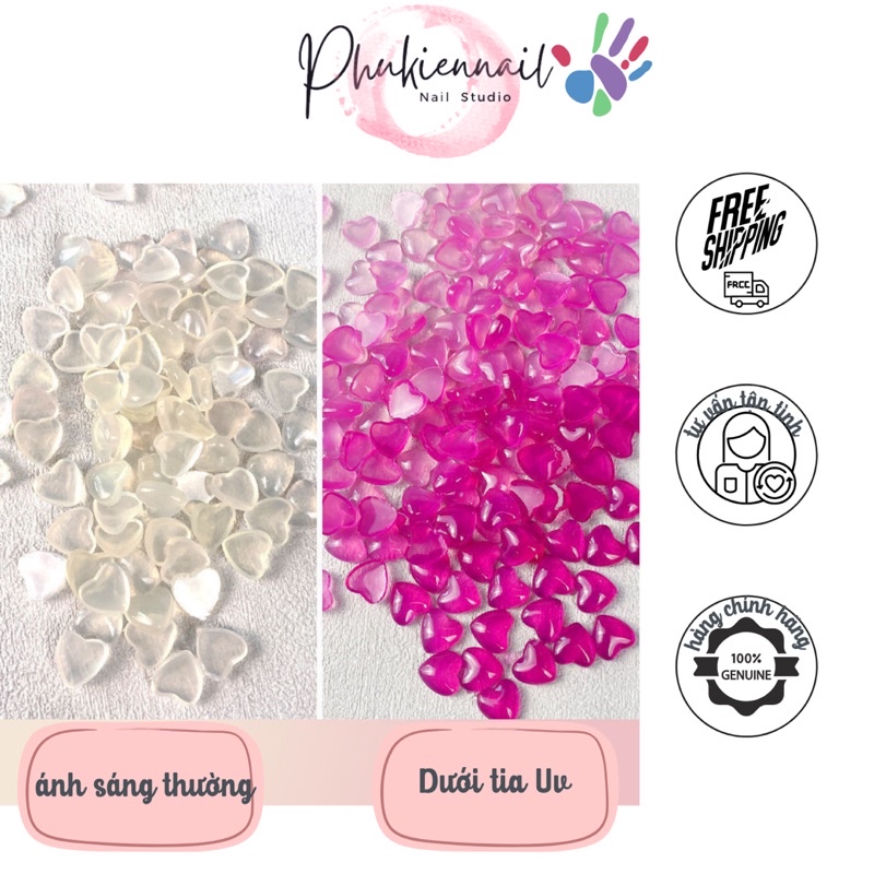 Trái tim đổi màu làm nail 50 viên