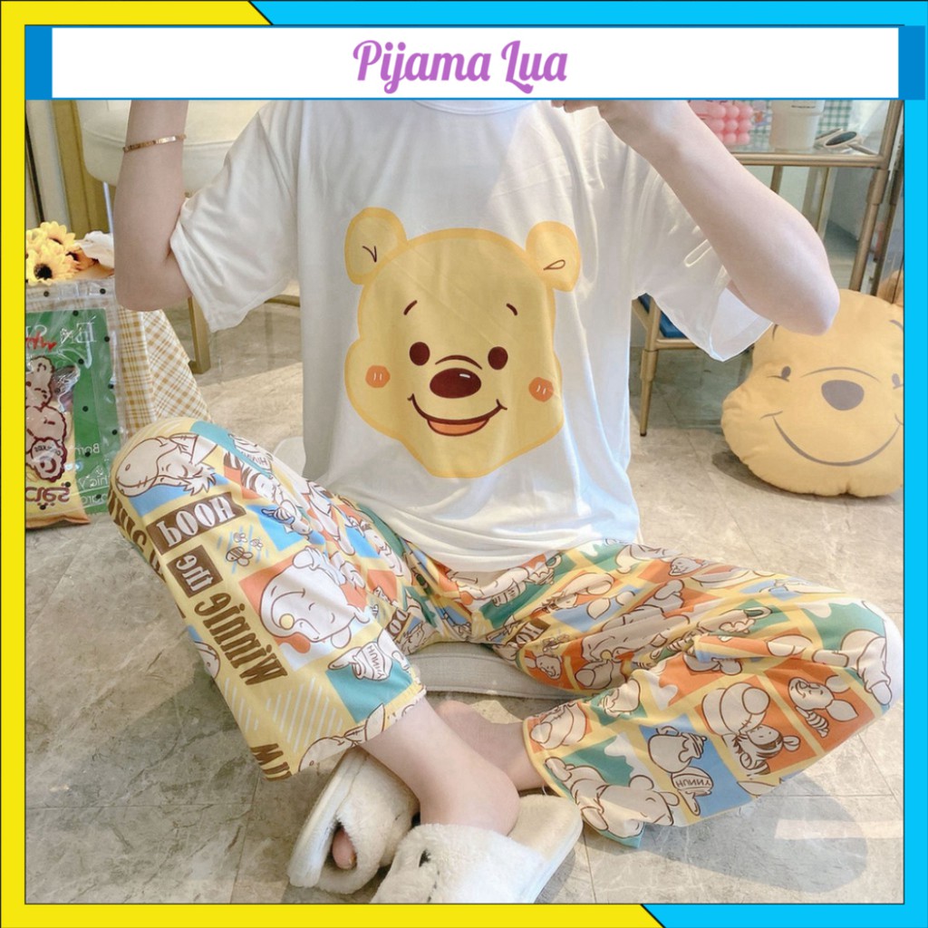 Đồ bộ nữ ❤️Freeship❤️ Bộ mặc hè cotton đẹp hoạt hình dễ thương phiên bản Hàn Quốc - bộ Pijama - pijama lụa