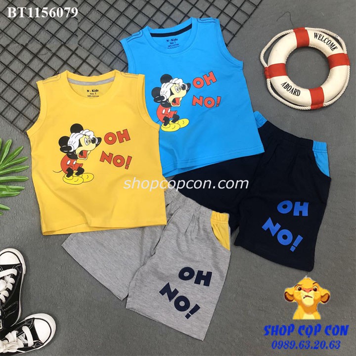Bộ thun sát nách hình chuột mickey cho bé trai từ 28-40kg