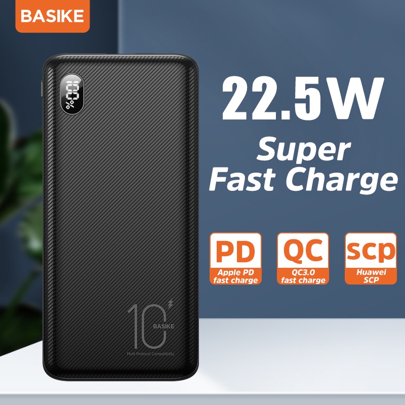 Sạc Dự Phòng BASIKE PT108D 10000mAh PD22.5W 2 Cổng USB Cho iPhone Huawei Samsung Xiaomi Oppo Vivo Realme