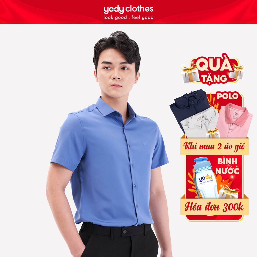 Áo sơ mi nam ngắn tay YODY vải nano không ngắn, ngắn mùi cơ thể SCM4033