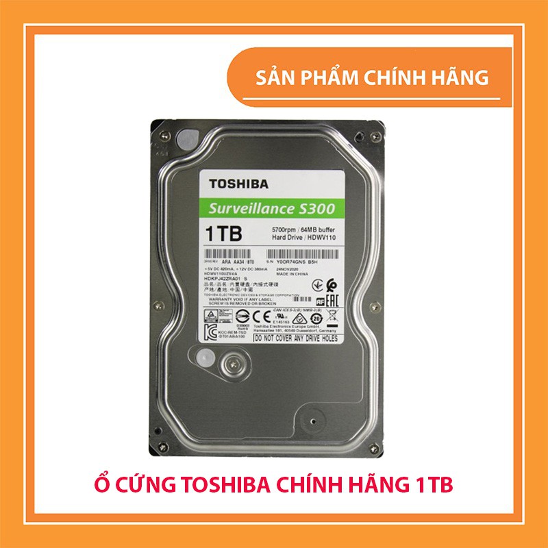 Ổ cứng HDD 1TB Toshiba Chính hãng, Chuyên dụng Camera - Bảo hành 36 Tháng