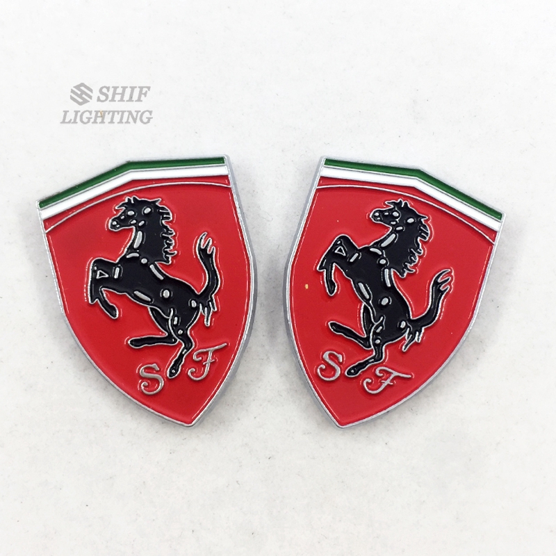 Bộ 2 sticker dán trang trí bằng kim loại hình ngựa cho Ferrari