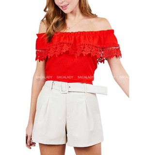 Áo Croptop ACTIVE USA Bèo Thêu Ren - 2573