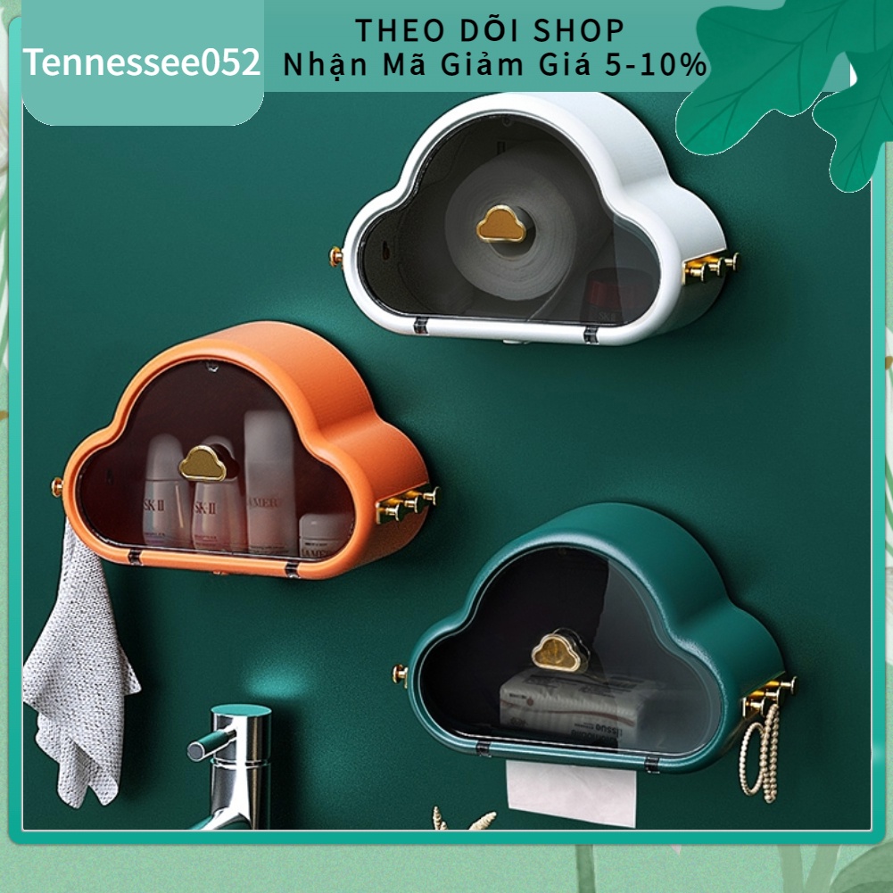 Hàng Sẵn Hộp Đựng Khăn Giấy - Kệ Đựng Mỹ Phẩm Treo tường Hình Đám Mây Không thấm nước Siêu Xinh cho phòng tắm【Tennessee052】