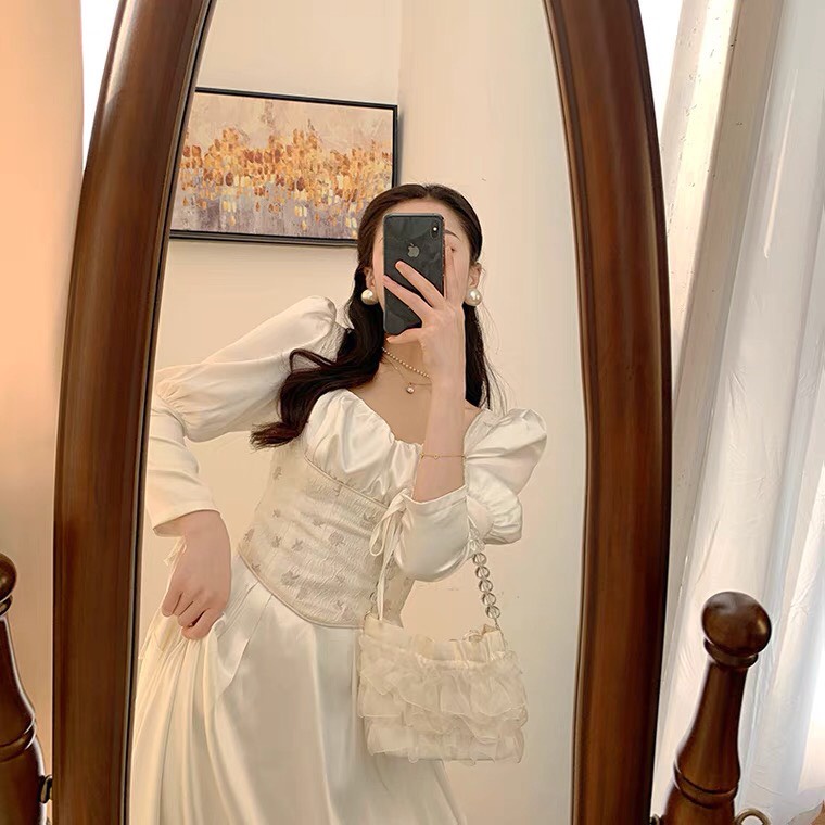 VÁY TRẮNG DÀI CÔNG CHÚA VINTAGE CỔ ĐIỂN PHÁP ULLZANG- VÁY DÀI DỰ TIỆC- VÁY CHỤP KỈ YẾU
