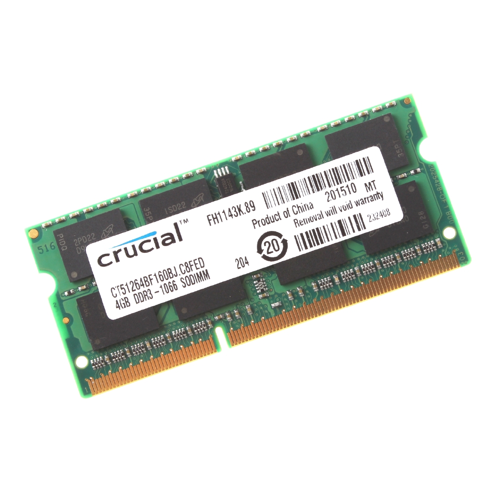 Crucial 4GB 2RX8 PC3-8500S DDR3 1066Mhz SODIMM RAM bộ nhớ máy tính xách tay 204Pin
