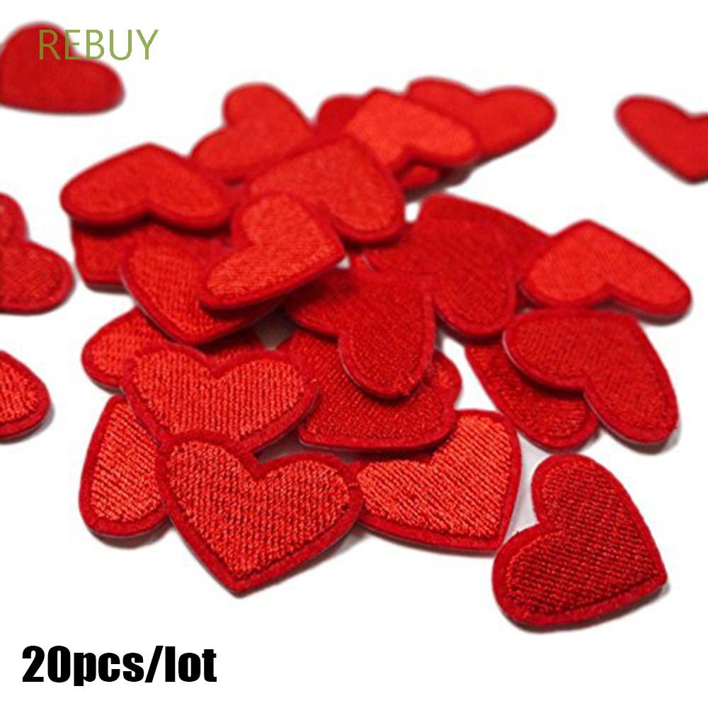 Set 20 miếng vá ủi nhiệt thêu hình trái tim xinh xắn gồm nhiều màu tùy chọn