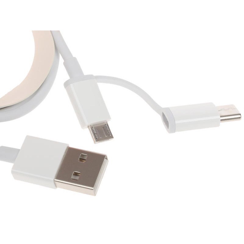 cáp sạc 2 đầu USB micro- type C