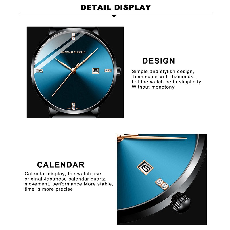 Đồng hồ nam thời trang HANNAH MARTIN - Model HM-901v- thép không gỉ Milan - bảo hàn | BigBuy360 - bigbuy360.vn