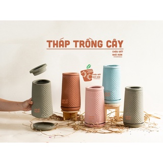 Tháp trồng cây đất nung_trồng dương xỉ, lan rừng, rêu.