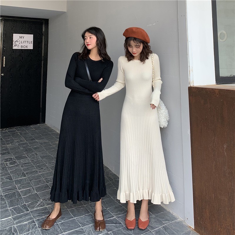 Xả váy đầm len maxi QC new 100% mùa đông hàng dày dặn ẢNH THẬT TỰ CHỤP