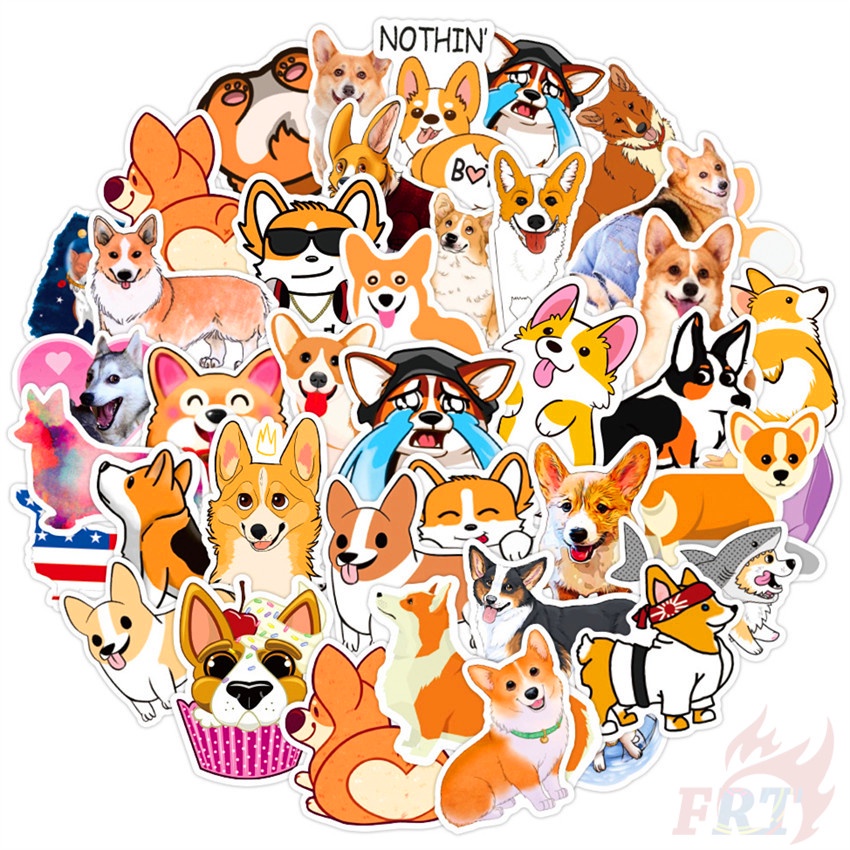 100Pcs/Set ❉ Corgi Series A Stickers ❉ Pets Dogs DIY Fashion Luggage Laptop Skateboard Doodle Decals Stickers