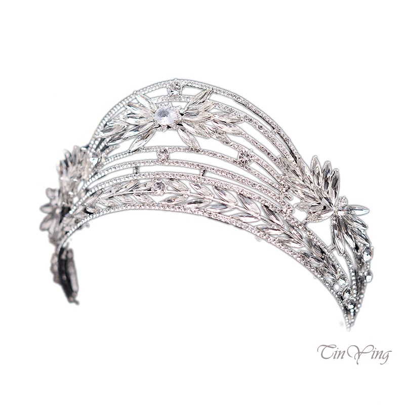 GETNOIVAS Vương Miện Hợp Kim Đính Đá Trang Trí Đám Cưới Quyến Rũ Kích Thước 32 x 6 cm