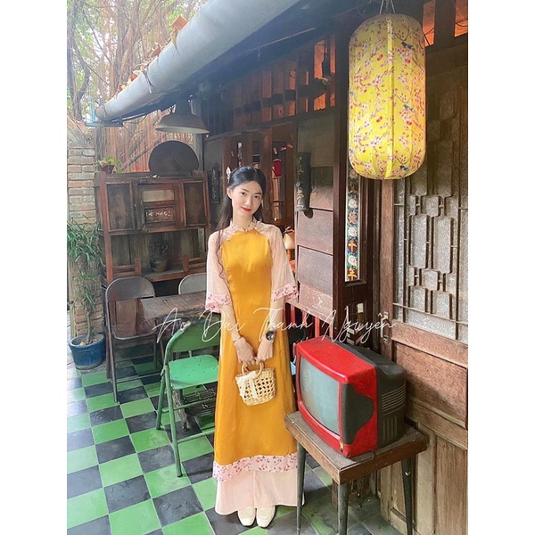 Áo Dài Bách Hoa Xuân , Áo Dài  Cách Tân Phối Tay Voon Cách Điệu