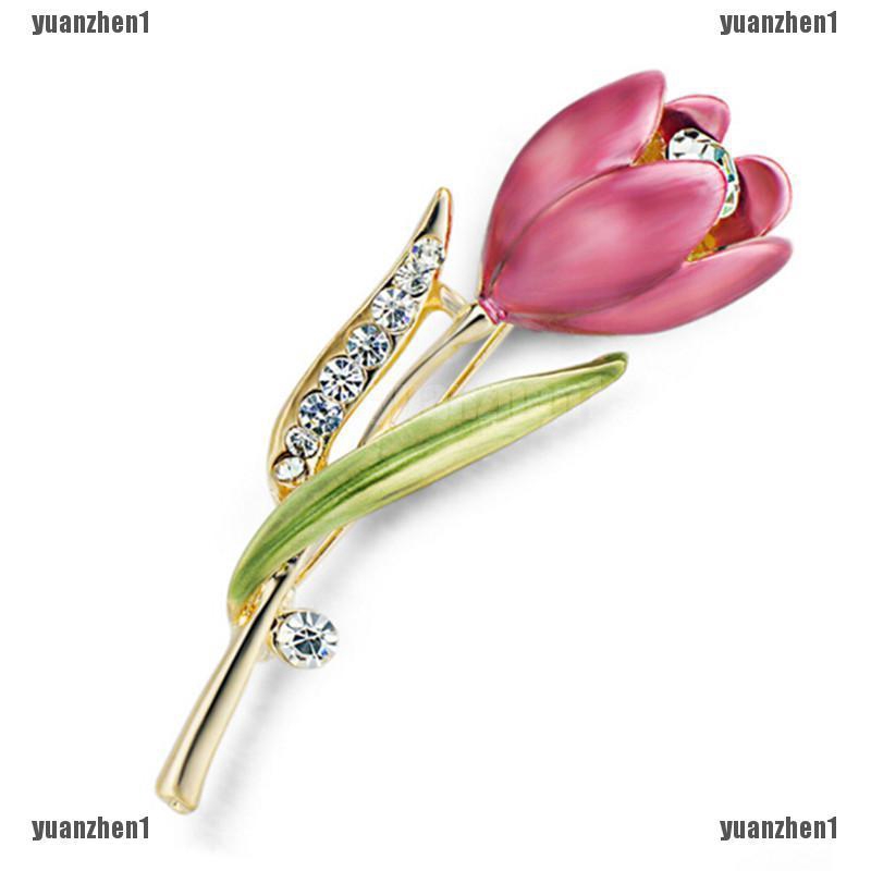 Ghim Cài Áo Hình Hoa Tulip Đính Đá Pha Lê Thanh Lịch