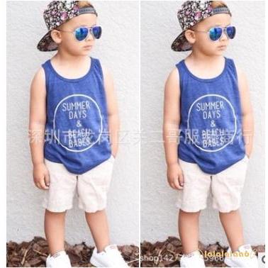 Al6-2pcs Trẻ Sơ Sinh Bé Trai Quần Áo Không Tay Áo Vest Áo Thun + Quần Short
