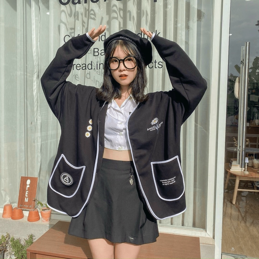 [Siêu Rẻ] Áo khoác Cadigan nữ thu đông Áo khoác cadigan nỉ bông ANGEL - LAND Ulzzang TP [NewUnisex]