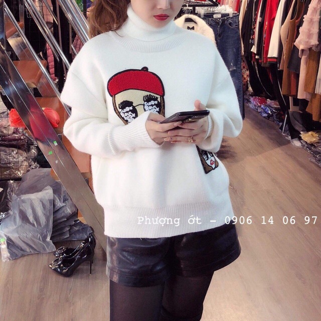 Áo nỉ cô gái cổ lọ | BigBuy360 - bigbuy360.vn