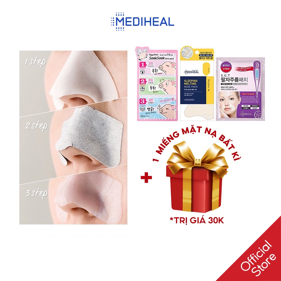 Mặt Nạ Cho Vùng Môi và Mũi Mediheal Piggymom, Smile Line, Sleeping Melting Nose Patch 25 ml