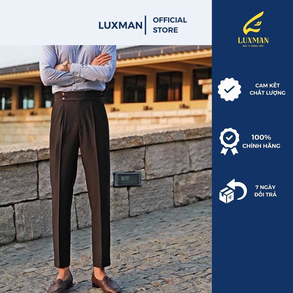 Quần âu công sở cạp cao sidetab chất liệu cashmere hàn lạnh cao cấp có thể phối sơ mi, áo polo