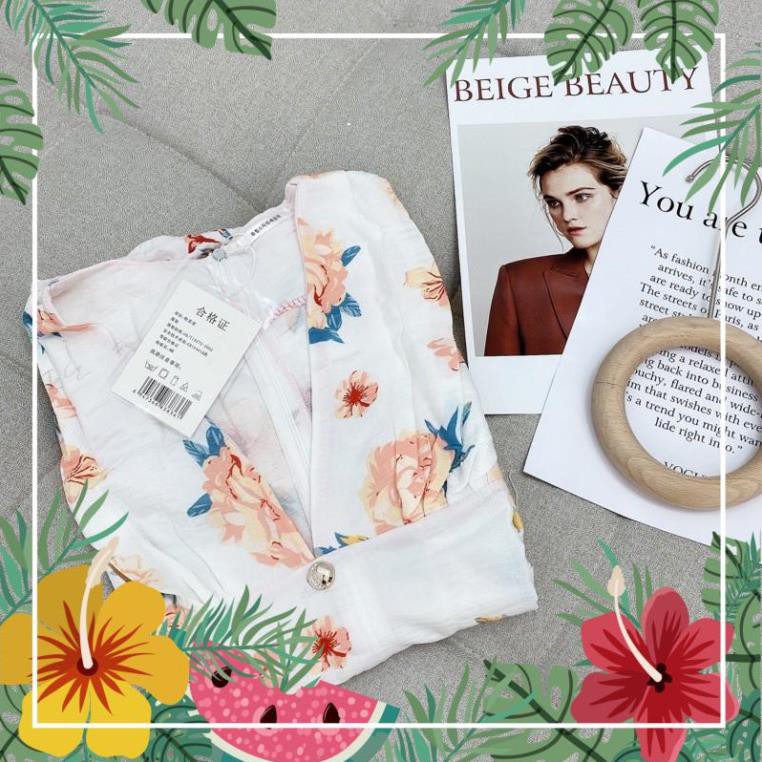 [ 𝐅𝐑𝐄𝐄 𝐒𝐇𝐈𝐏 ] Váy hoa tay bồng Chất liệu đũi cao cấp