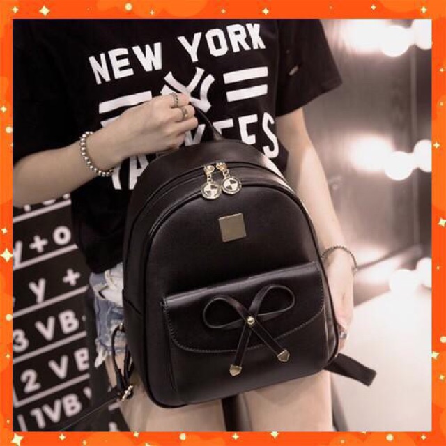 Balo Thời Trang Da Mini Thắt Nơ Túi Đon Giản