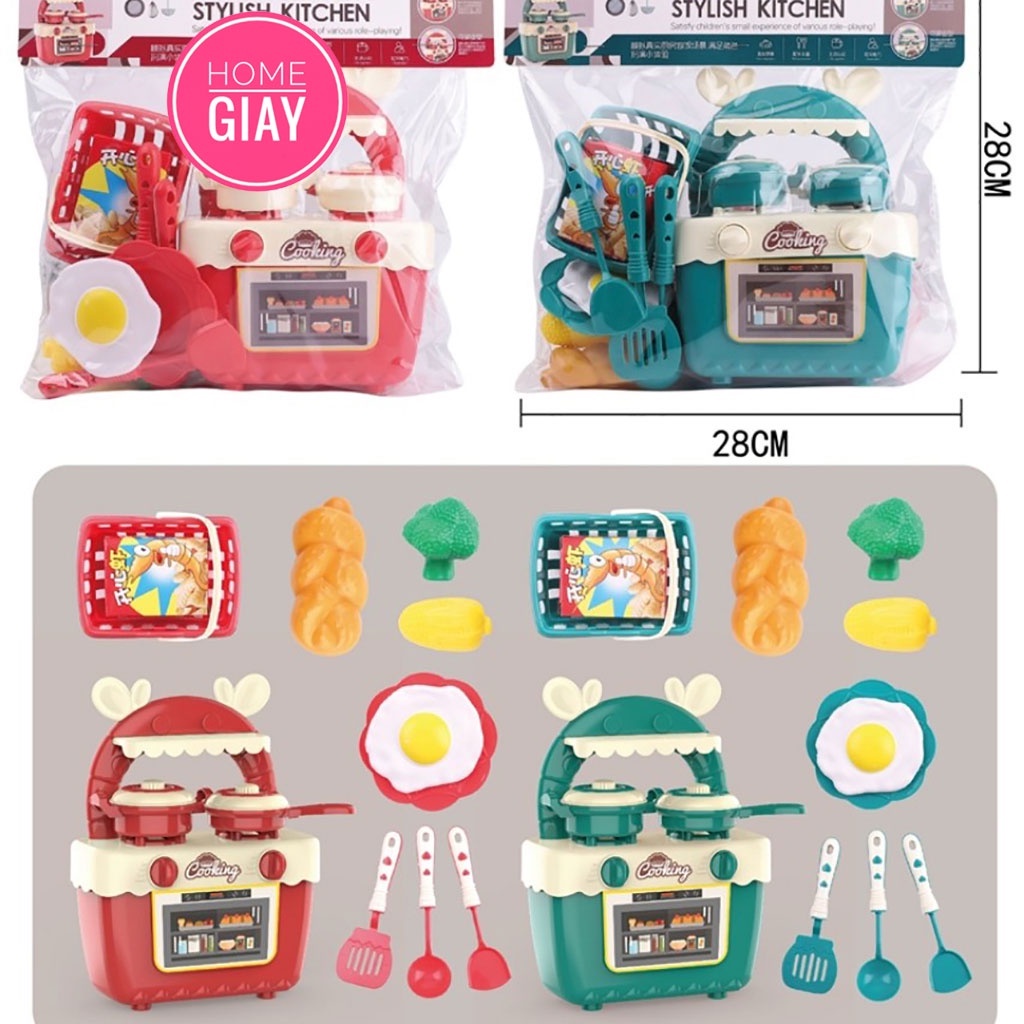 Bộ đồ chơi nấu ăn nhà bếp cho bé gái home giay nhiều chi tiết nhựa nguyên sinh an toàn