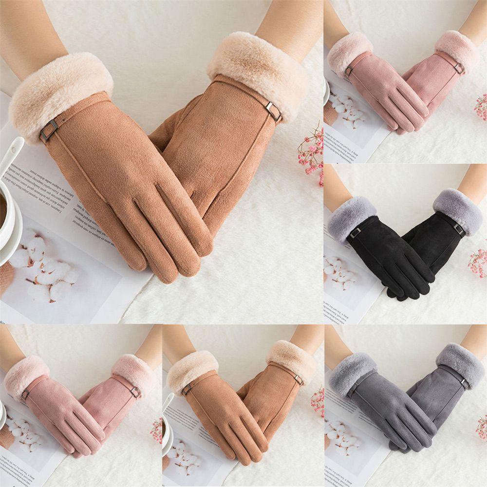 Găng Tay Giả Lông Thú Chống Gió Màu Sắc Ngọt Ngào