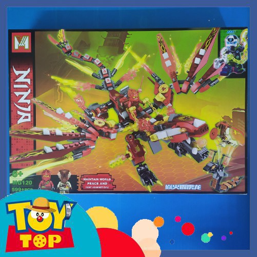 Đồ chơi lắp ráp ninja mẫu ninja Kai và rồng lửa chiến đấu với rắn - Brown Pyro Snake xếp hình MG120