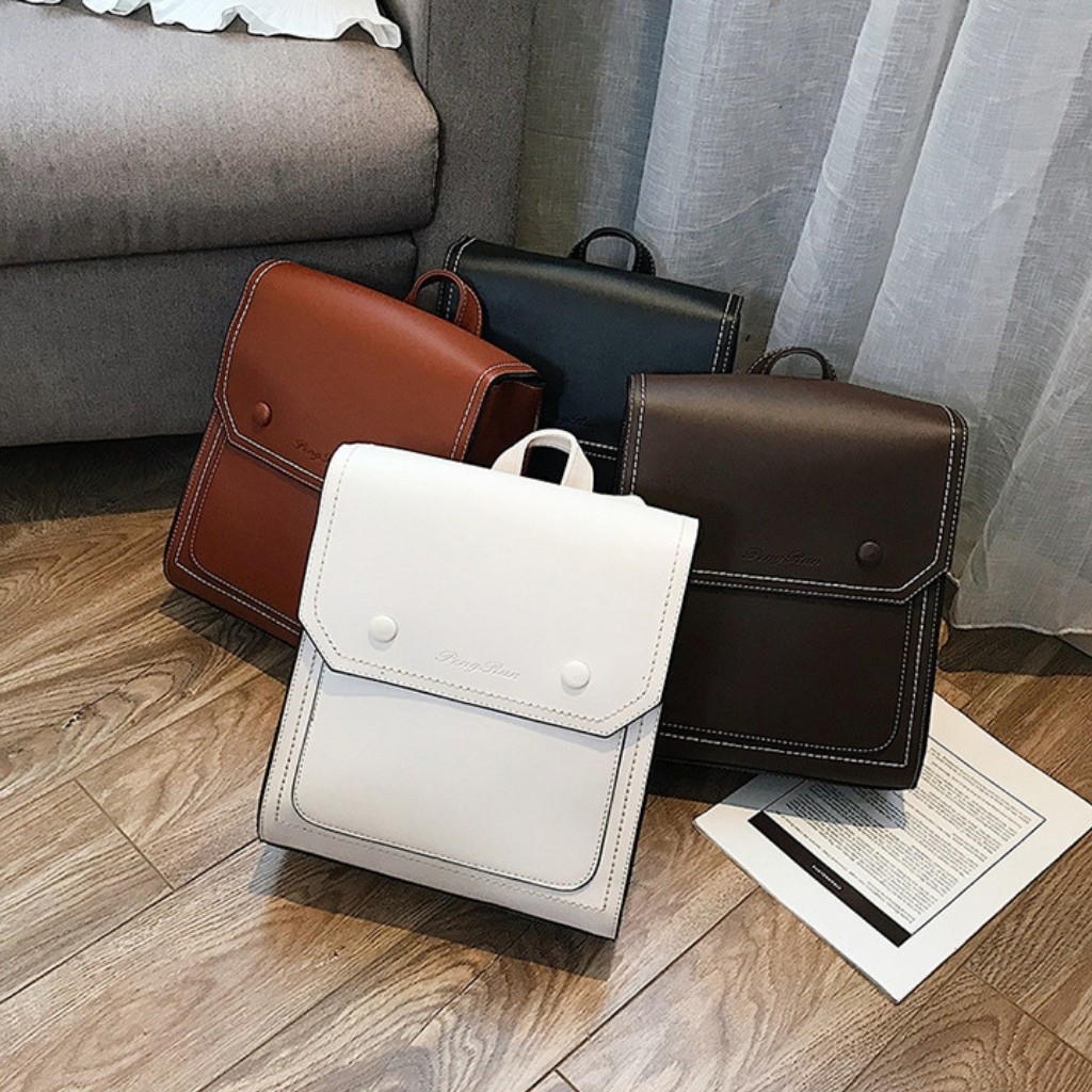 Balo Da❤️FREESHIP❤️Balo Nữ VINTAGE Phong Cách Thời Trang Hàn Quốc Mẫu Mới 2021 MS22