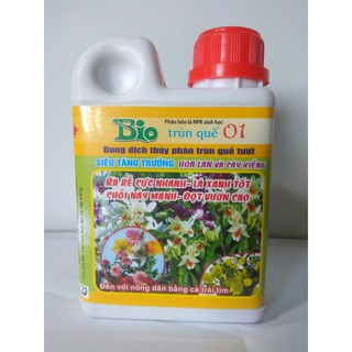 Phân bón lá sinh học  Bio TRÙN QUẾ 01 Siêu tăng trưởng hoa lan và cây kiểng - chai 250 ml